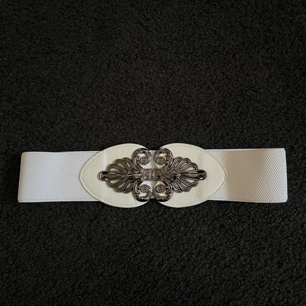 White waist belt for dresses, white 26”